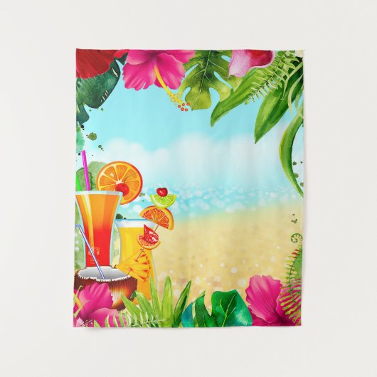 Tropische zomerse stranddranken Aloha Luau-achterg Wandkleed (Voorkant)