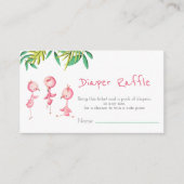 Tropische zomertriplets Flamingo Diaper Raffle Informatiekaartje (Voorkant)