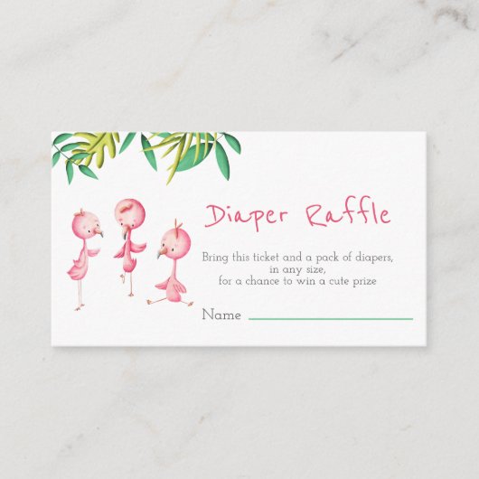 Tropische zomertriplets Flamingo Diaper Raffle Informatiekaartje (Voorkant)