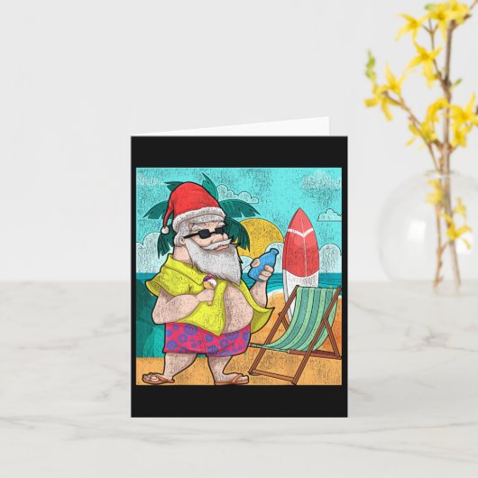 Tropische zomervader Kerstman Funny Hawaiaanse Ker Kaart (Gele Bloem)