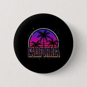 Tropische zomervakantie Cali Retro palmbomen Cal Ronde Button 5,7 Cm