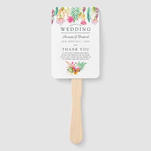 Tropische zomervakantieweddenschap handwaaier (Voorkant)