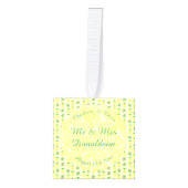 Tropische zomerweddenschap Ananas en palmbladeren Kubus Ornament (Voorkant)