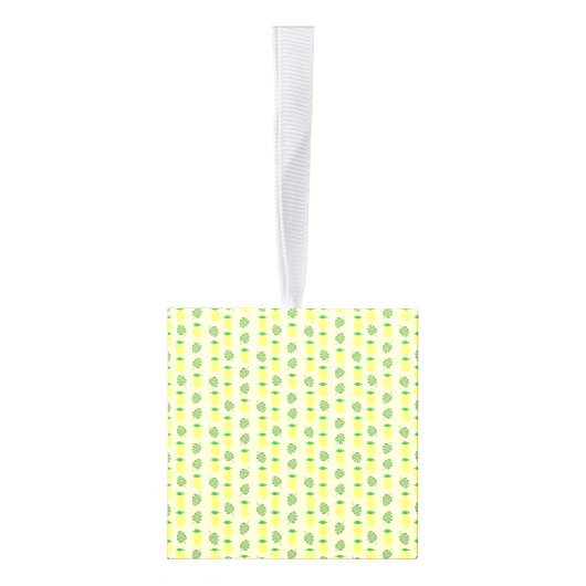 Tropische zomerweddenschap Ananas en palmbladeren Kubus Ornament (Rechts)