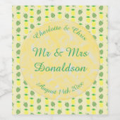 Tropische zomerweddenschap Ananas en palmbladeren Wijn Etiket (Enkel label)