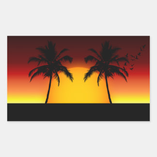 Tropische zonneschijn en palmbomen rechthoekige sticker