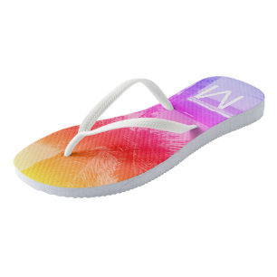 Tropische zonnestralen en palmbomen Initiaal Roze Teenslippers