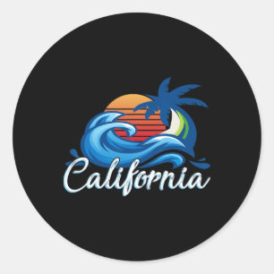 Tropische zonsondergang Cali Beach Waves Surfen US Ronde Sticker