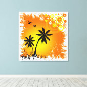 Tropische zonsondergang canvas afdruk (Insitu (Houten vloer))