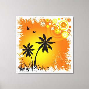 Tropische zonsondergang canvas afdruk