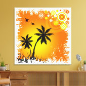 Tropische zonsondergang canvas afdruk (Insitu (Woonkamer))