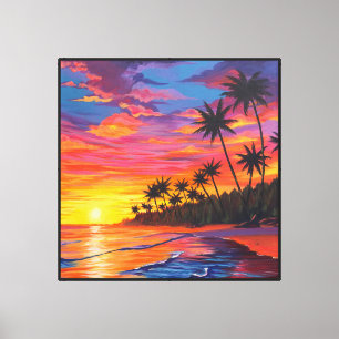 Tropische zonsondergang canvasprint canvas afdruk