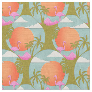 Tropische zonsondergang Flamingo Stof