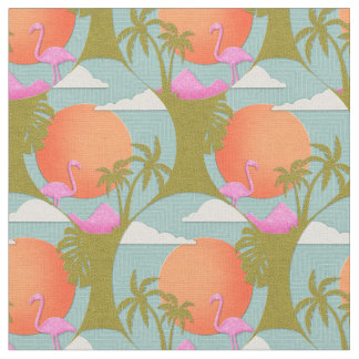 Tropische zonsondergang Flamingo Stof