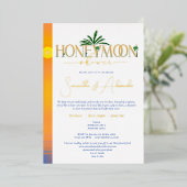 Tropische zonsondergang huwelijksreis paren douche folie uitnodiging (Staand Voorkant)