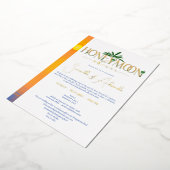 Tropische zonsondergang huwelijksreis paren douche folie uitnodiging (Gedraaid)