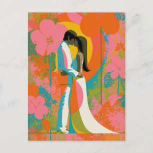 Tropische Zonsondergang Liefhebbers Pop Art Briefkaart