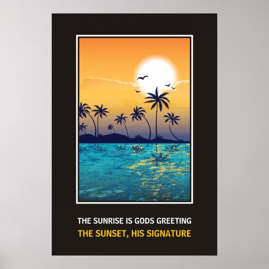 Tropische zonsondergang met motivatie prijsaanduid poster (Voorkant)