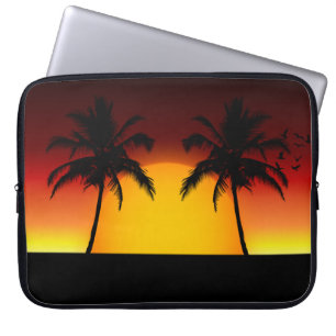 Tropische zonsondergang met palmbomen laptop sleeve