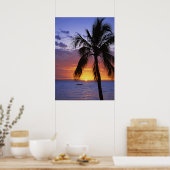 Tropische zonsondergang met palmboom poster (Keuken)