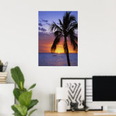 Tropische zonsondergang met palmboom poster (Thuiskantoor)