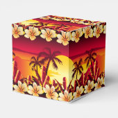 Tropische zonsondergang met palmen bedankdoosjes (Achterkant)