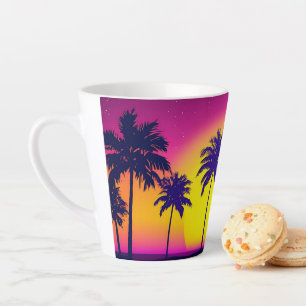 Tropische zonsondergang Mok met palmbomen latte mo