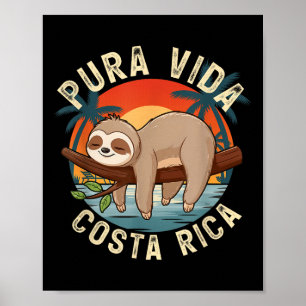 Tropische Zonsondergang Natuur Luiaard Costa Rica Poster