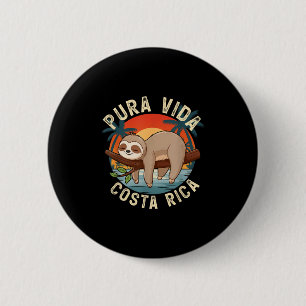 Tropische Zonsondergang Natuur Luiaard Costa Rica  Ronde Button 5,7 Cm