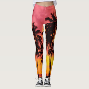 Tropische zonsondergang: Palm Silhouet Serenity. Leggings