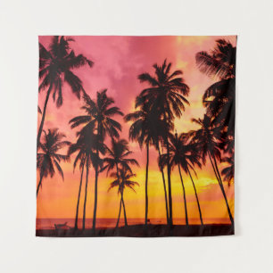 Tropische zonsondergang: Palm Silhouet Serenity. Wandkleed