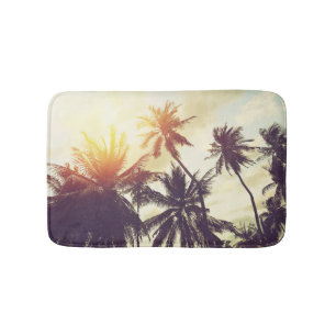 Tropische Zonsondergang: Palm Silhouette Badmat