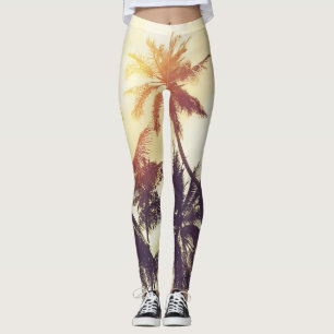 Tropische Zonsondergang: Palm Silhouette Leggings