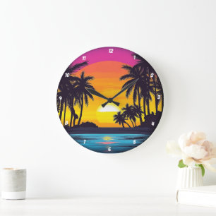 Tropische zonsondergang Palm Tree Beach Grote Klok