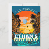 Tropische zonsondergang Palm Tree Verjaardag Kaart (Voorkant)