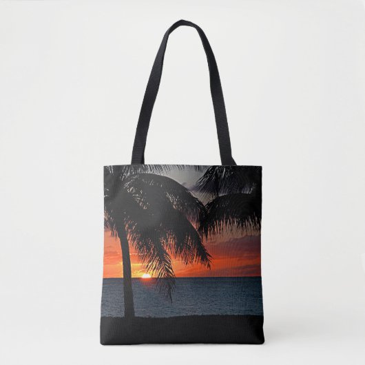 Tropische zonsondergang Palm Trees Strand Ocean Ca Draagtas (Voorkant)