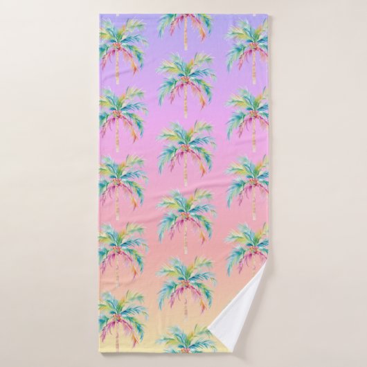 Tropische Zonsondergang Palmboom  Badhanddoek (Badhanddoek)