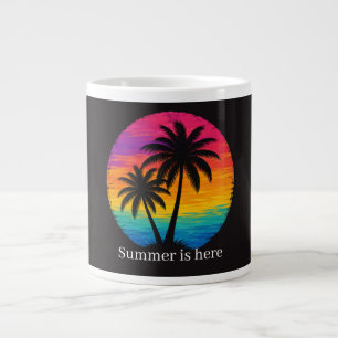 Tropische Zonsondergang Palmboom Retro Design Extra Grote Beker