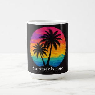 Tropische Zonsondergang Palmboom Retro Design Koffiemok