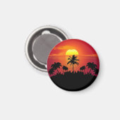 Tropische Zonsondergang Palmboom Silhouet Strand Magneet (Voorkant / Achterkant)