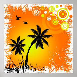 Tropische zonsondergang poster