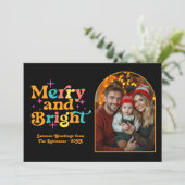 Tropische zonsondergang Retro Kerstmis Familiefoto Feestdagenkaart (Staand voorkant)