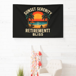 Tropische Zonsondergang Sereniteit Pensioen Strand Spandoek