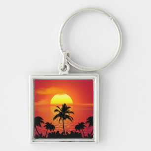 Tropische zonsondergang sleutelhanger