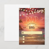 Tropische Zonsondergang Slingerlichten Strand Brui RSVP Kaartje (Voorkant / Achterkant)