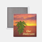 Tropische Zonsondergang Stateroom Deur Marker Sq. Magneet (Voorkant / Achterkant)
