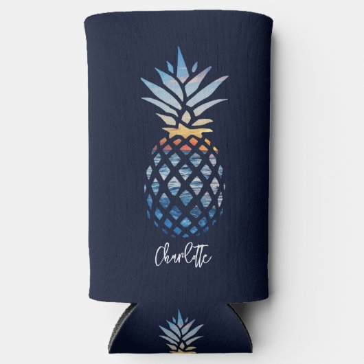 Tropische Zonsondergang Strand Ananas Gepersonalis (Voorkant)