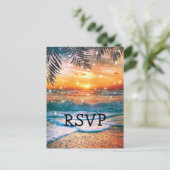 Tropische Zonsondergang Strand Bruiloft RSVP Uitnodiging Briefkaart (Staand voorkant)