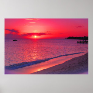 Tropische Zonsondergang Strand Grote Muurposter Poster