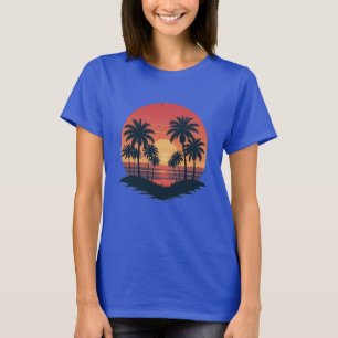 Tropische zonsondergang strand ontwerp t-shirt